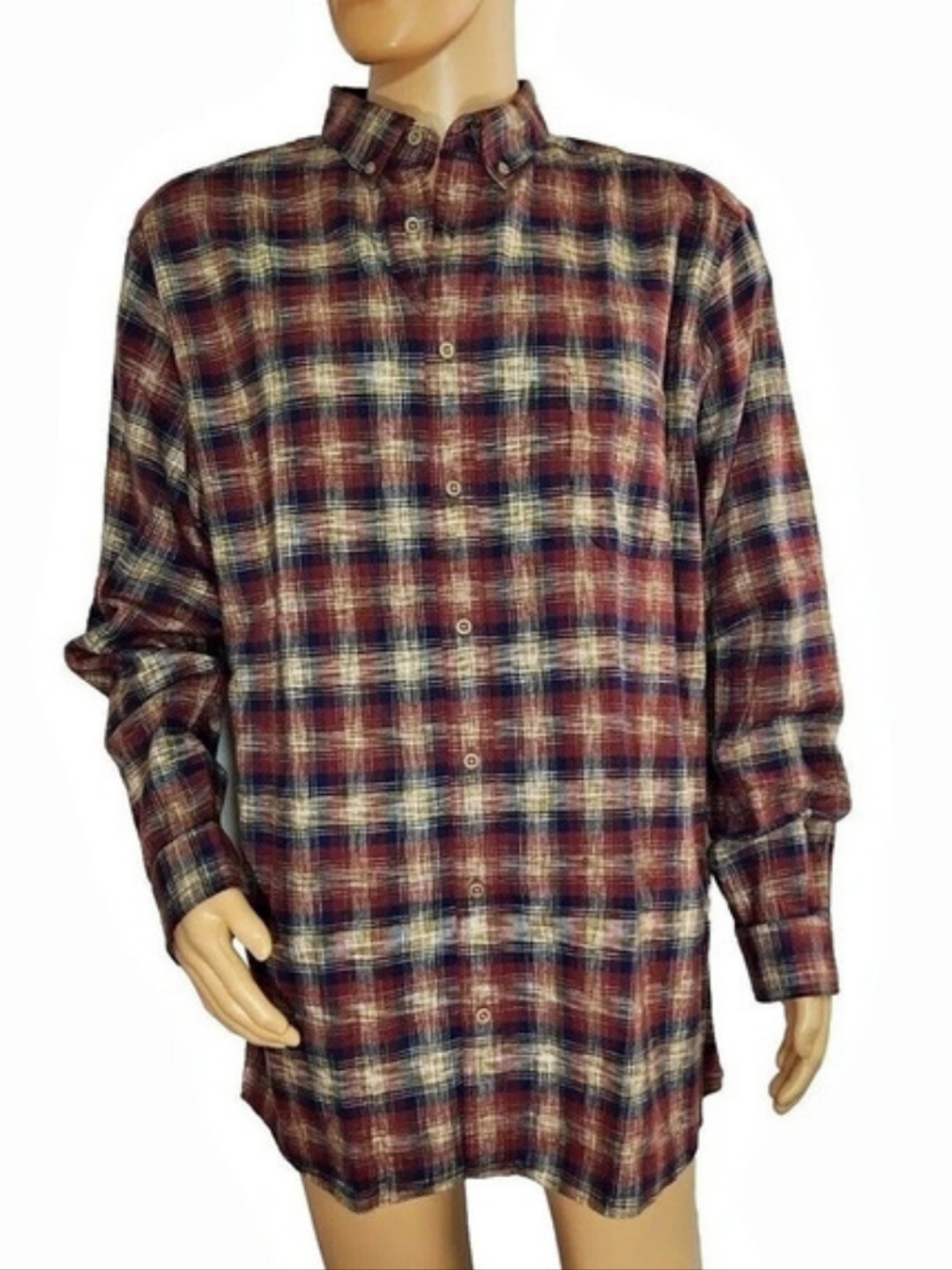 Solaris Shirt Men's XLT Big Tall Plaid Flannel Button Long Sleeve Drk Rust 14